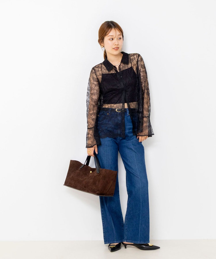 【WEB＆一部店舗限定カラーアイテム】ウォッシャブルレースシャツブラウス
