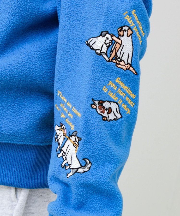 【FREDYMAC/フレディマック】ユニセックス アニマルお化け刺繍フリースクルーネック