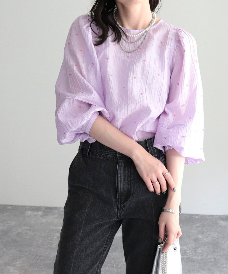 ハート刺繍袖ボリュームブラウス（4-0310-1-21-002）｜fredy emue