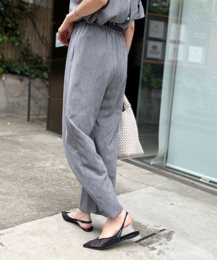 《セットアップ対応》リネンライクシャンブレーワイドパンツ