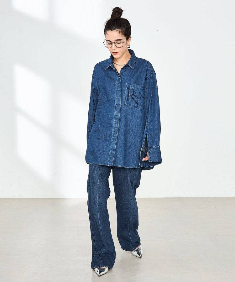 【RM denim】センタープレスハイウエストデニム