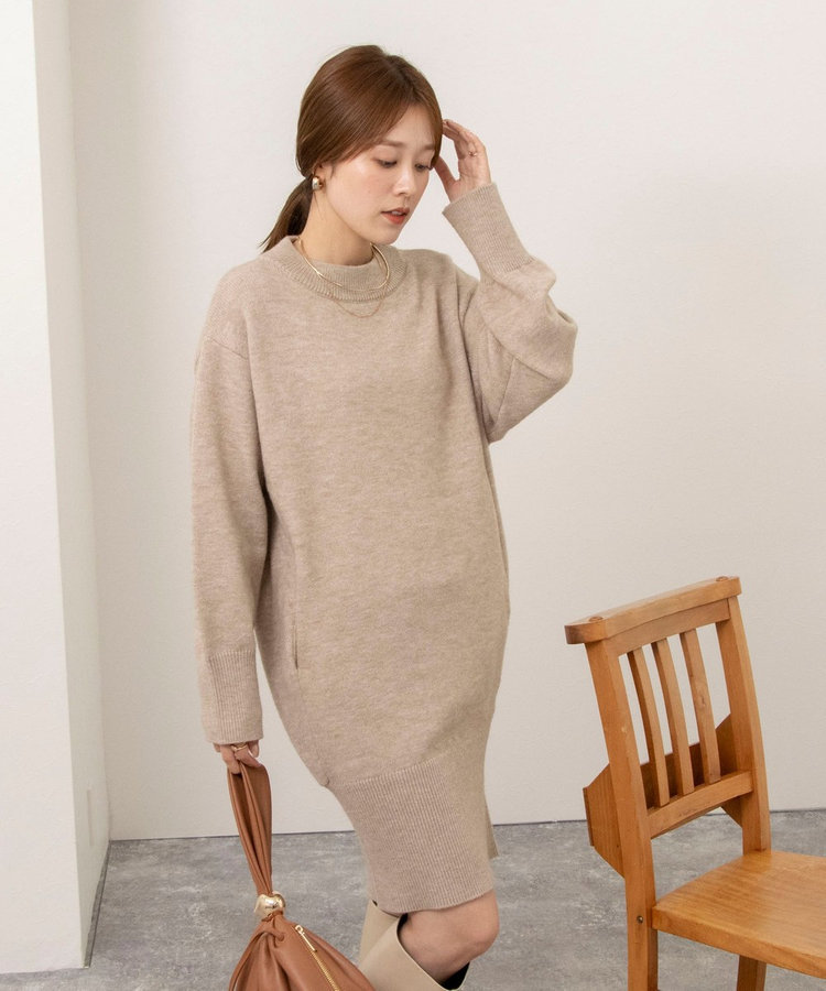 【WEB限定】ワイドリブヘムロングニット