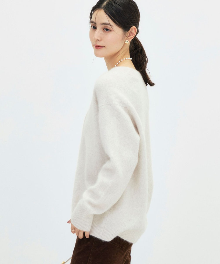 《手洗い可能》ヘアリー長めVネックカーディガン