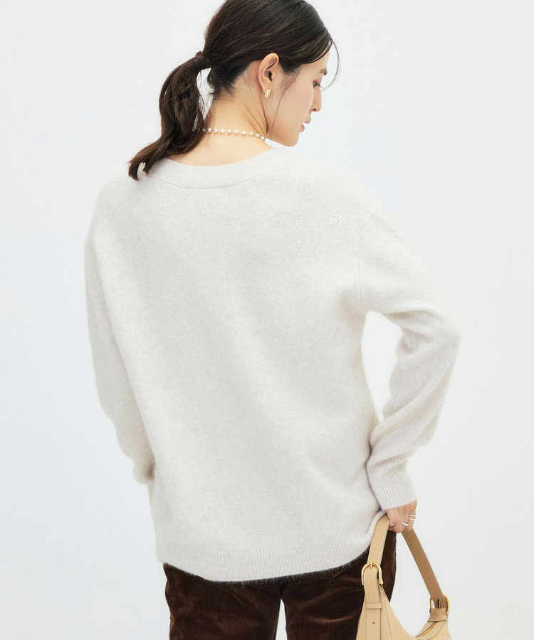 《手洗い可能》ヘアリー長めVネックカーディガン