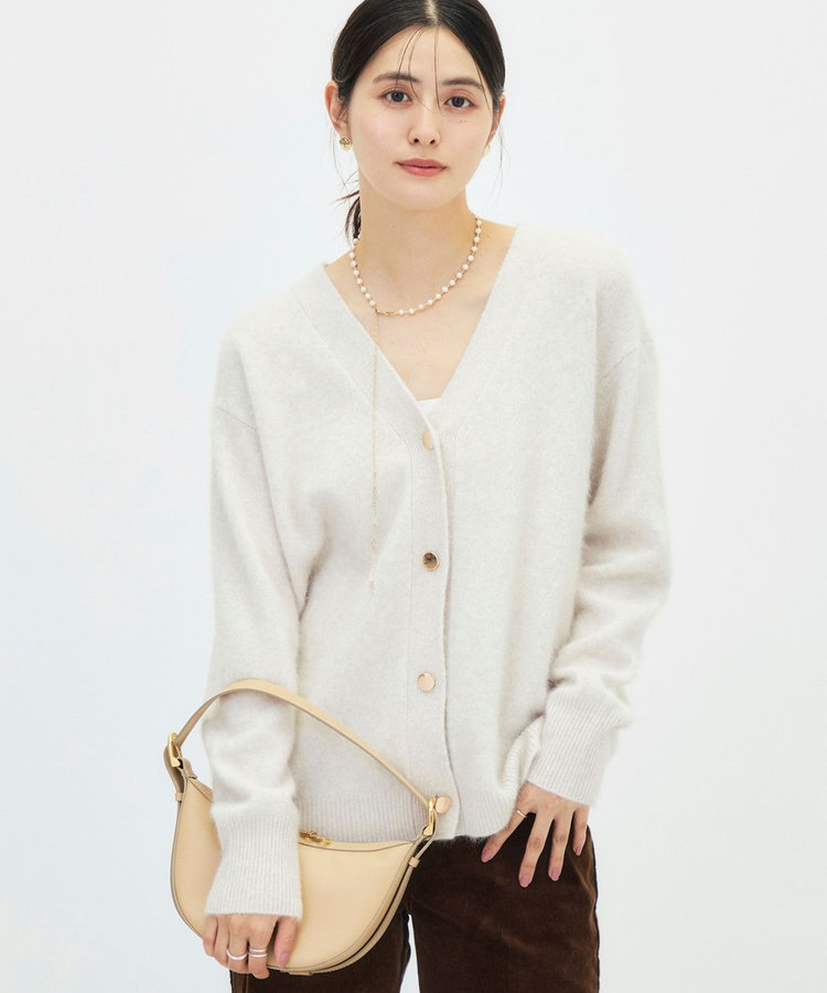 《手洗い可能》ヘアリー長めVネックカーディガン