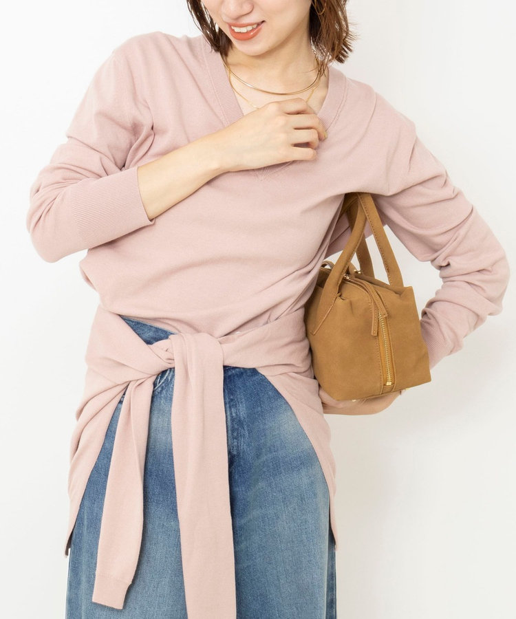 【 SHOP PRESS二見別注カラー】レイヤードピース付きVネックプルオーバー