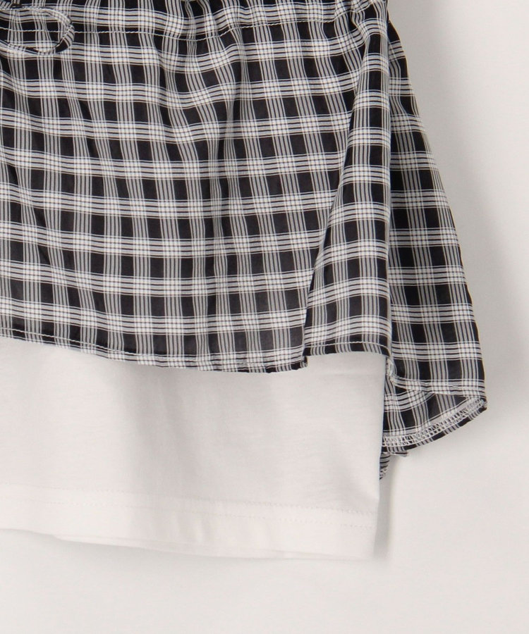 シアーチェックビスチェ付きTシャツ