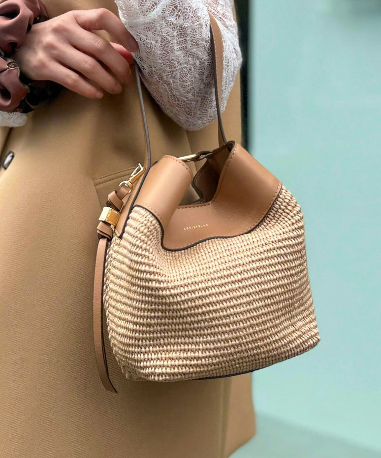 【LORISTELLA/ロリステッラ】キューブワンハンドル雑材コンビバッグ