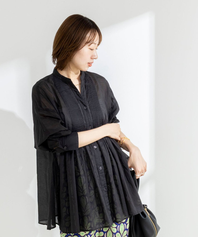 【WEB＆一部店舗限定】【BECシリーズ】綿ボイルピンタックオーバーシャツ