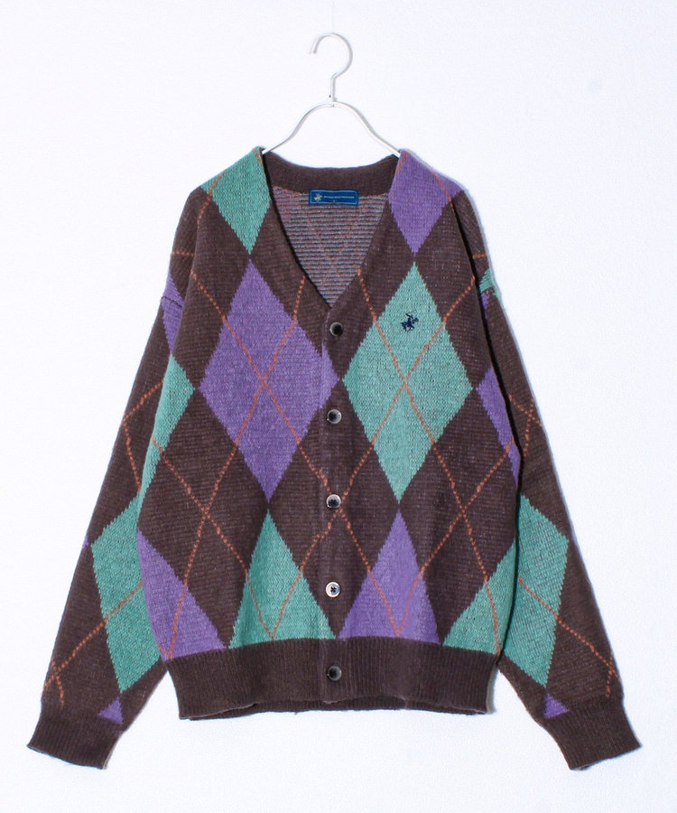 実績品番/UNISEX/別注柄あり】【BHPC】モヘヤタッチニットカーディガン