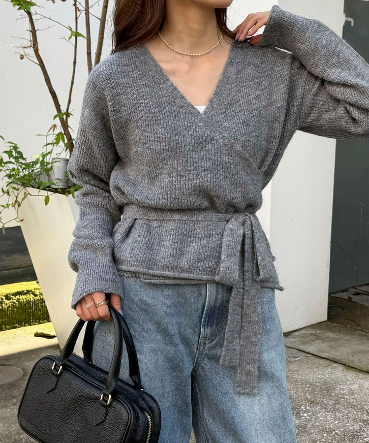 ［FREDY＆GLOSTER限定 TIME SALE！］モヘヤ混カシュクールニットプルオーバー