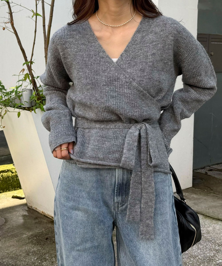 ［FREDY＆GLOSTER限定 TIME SALE！］モヘヤ混カシュクールニットプルオーバー