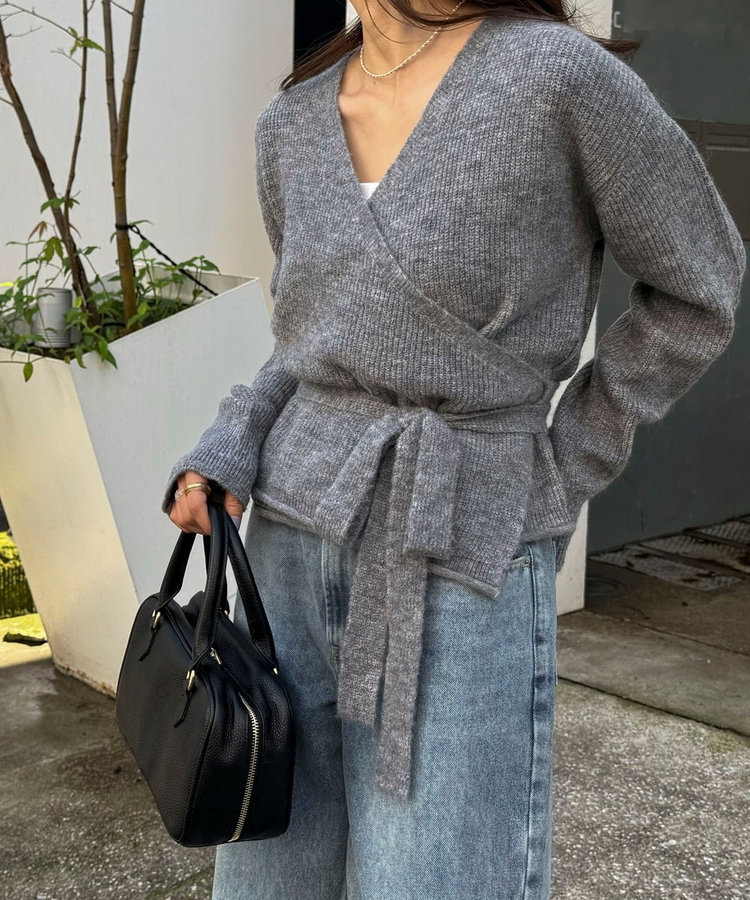 ［FREDY＆GLOSTER限定 TIME SALE！］モヘヤ混カシュクールニットプルオーバー