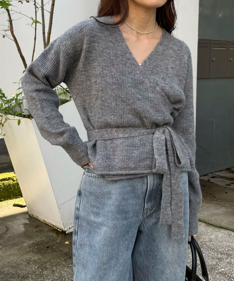 ［FREDY＆GLOSTER限定 TIME SALE！］モヘヤ混カシュクールニットプルオーバー