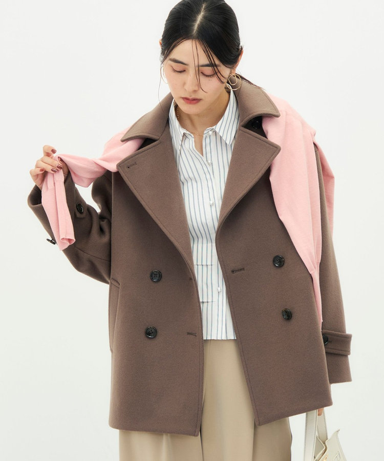 一部WEB限カラー】ウールカシミヤダブルブレストコート（6-0035-2-08