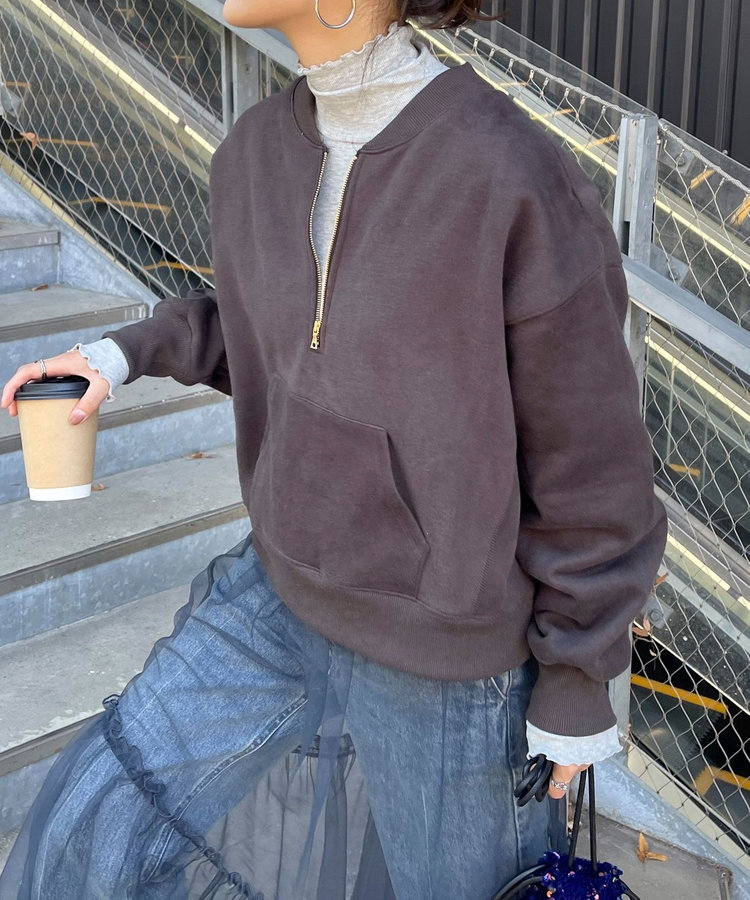 ショート丈ハーフジップスウェット（4-0331-1-23-001）｜fredy
