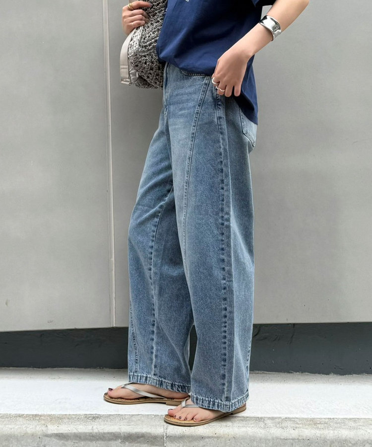 ライトオンス切替ワイドデニムパンツ
