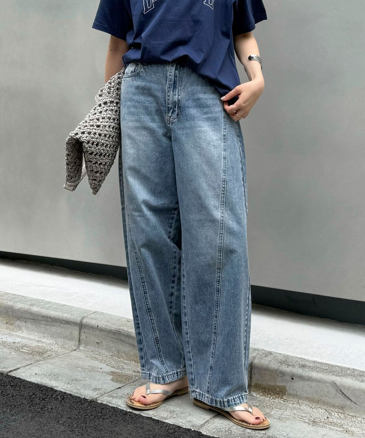 ライトオンス切替ワイドデニムパンツ