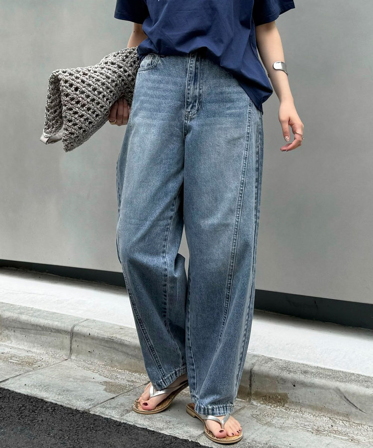 ライトオンス切替ワイドデニムパンツ