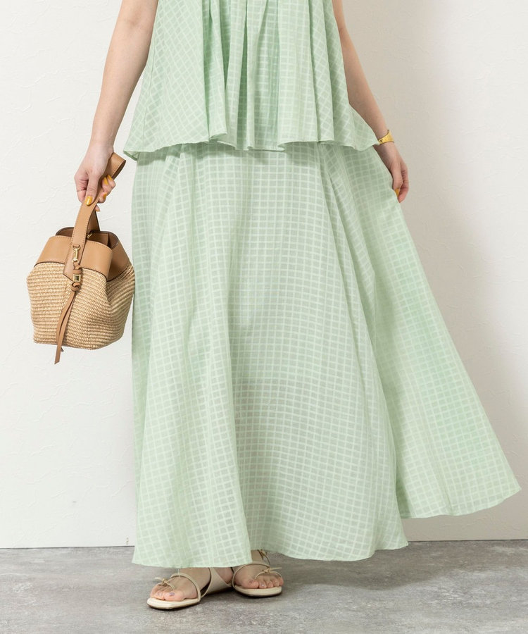 ［WEB限定 TIME SALE！］【WALANCE/ワランス】natural dye sheer cotton check flare スカート