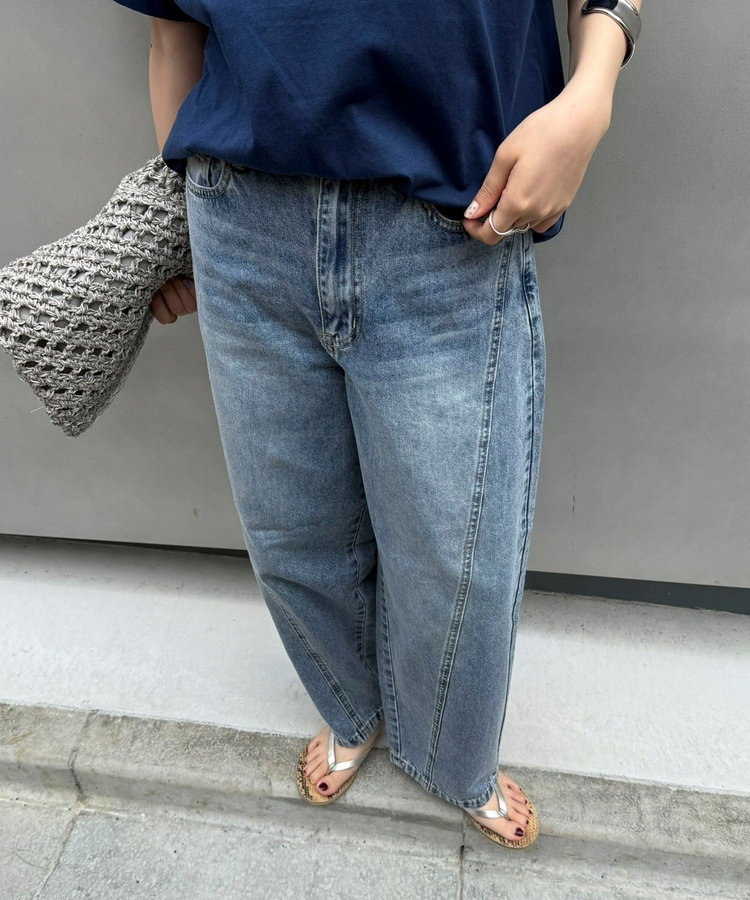 ライトオンス切替ワイドデニムパンツ