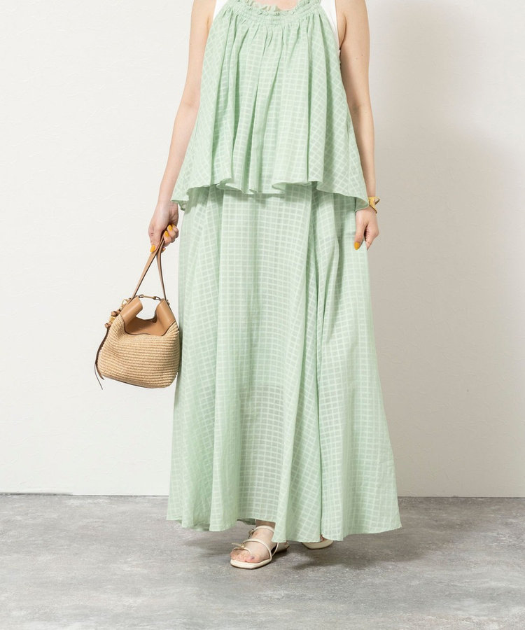 ［WEB限定 TIME SALE！］【WALANCE/ワランス】natural dye sheer cotton check flare スカート