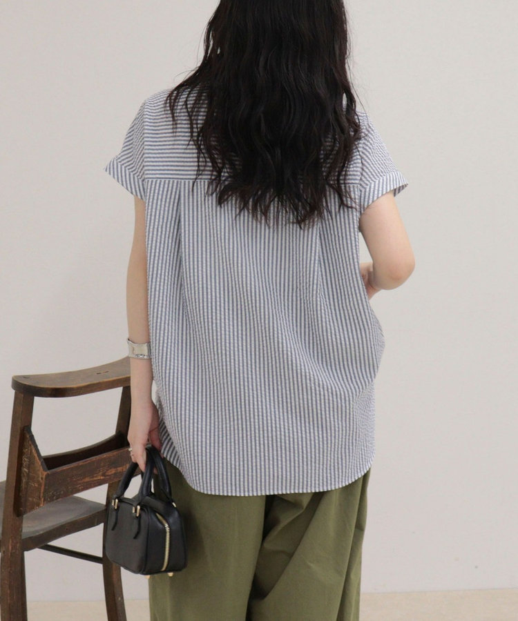 FR刺しゅうフレンチストライプシャツ