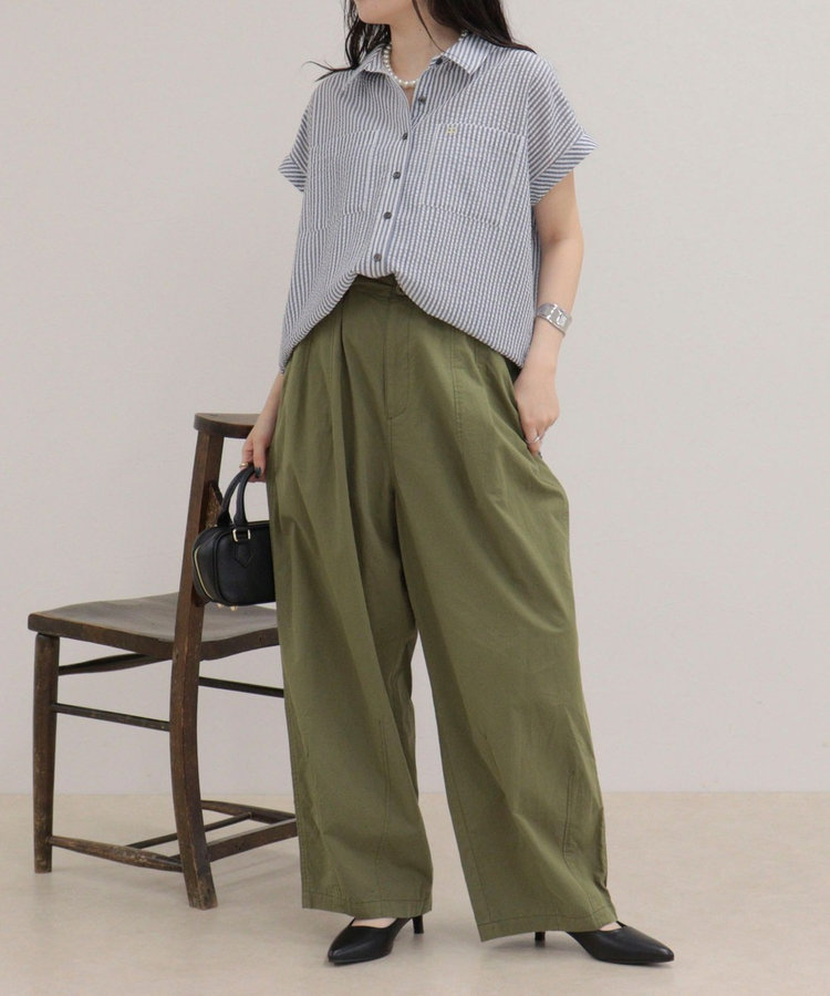 FR刺しゅうフレンチストライプシャツ