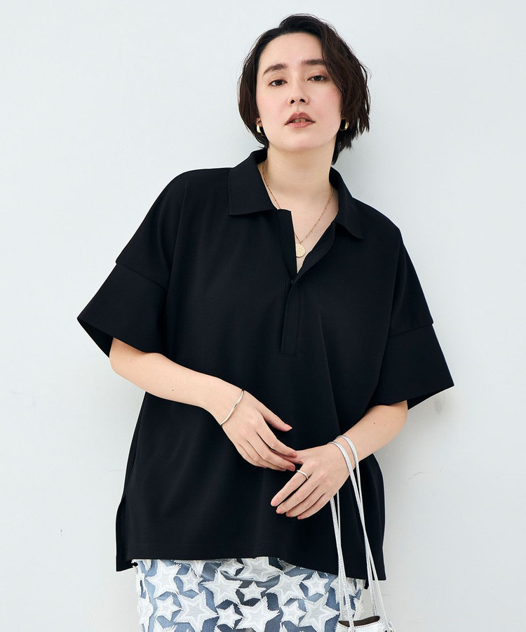 ［WEB限定 SPECIAL SALE！］ウォッシャブルポロ襟ハーフスリーブジョーゼットダンボール