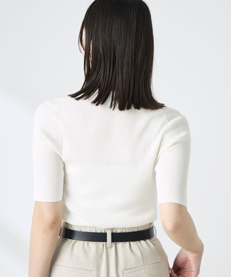 ［WEB限定 SPECIAL SALE！］《接触冷感》綿アセリブ半袖Vネックカーディガン