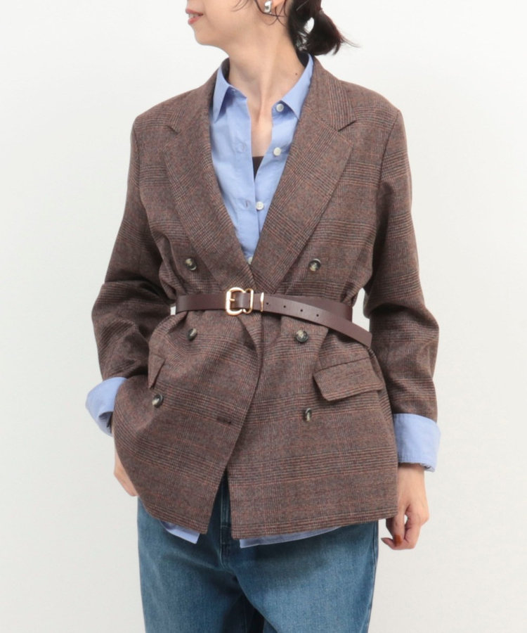 会員限定 BLACK FRIDAY対象］グレンチェックダブルジャケット（5-0807