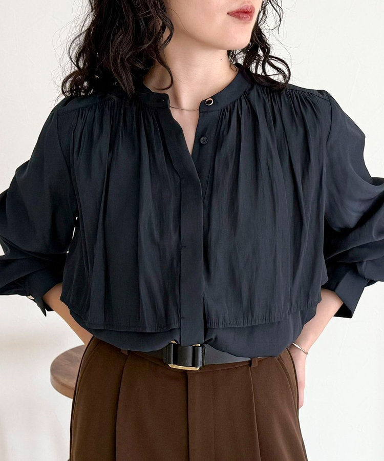 【 TID M345FD 】 プレミアムボールルームワンピース(ブルー) パウダーサテン前開きブラウス（5-0344-5-21-001）｜fredy emue