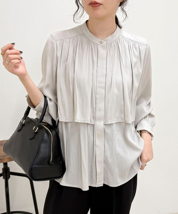 【 TID M345FD 】 プレミアムボールルームワンピース(ブルー) パウダーサテン前開きブラウス（5-0344-5-21-001）｜fredy emue