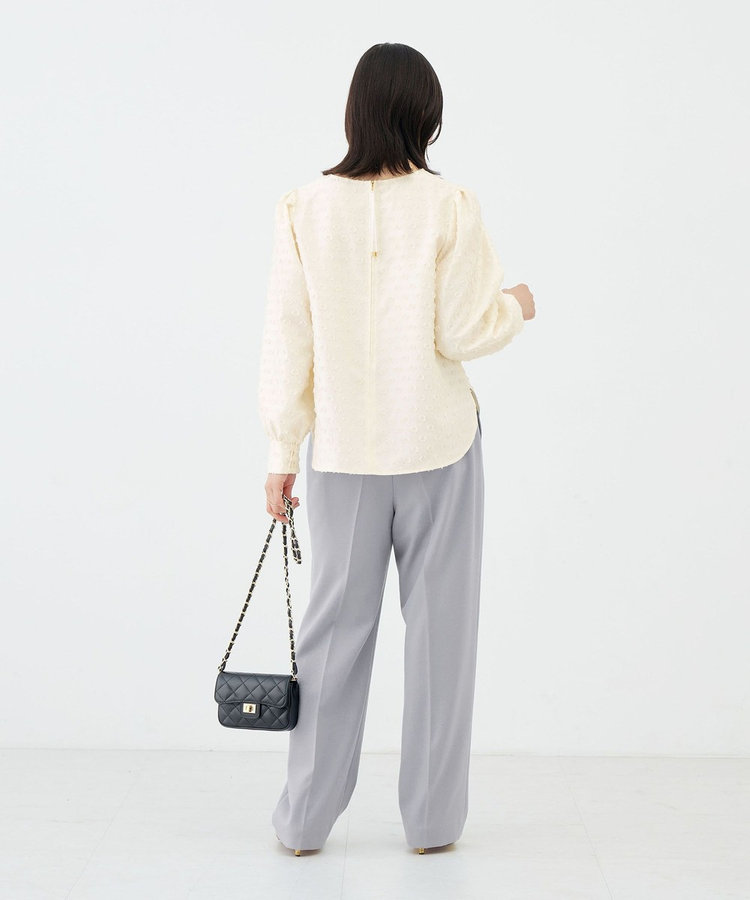 ウォッシャブルドットカットジャガードブラウス