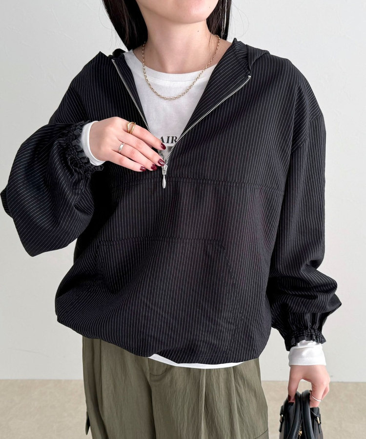 ストライプアノラックシャツブルゾン