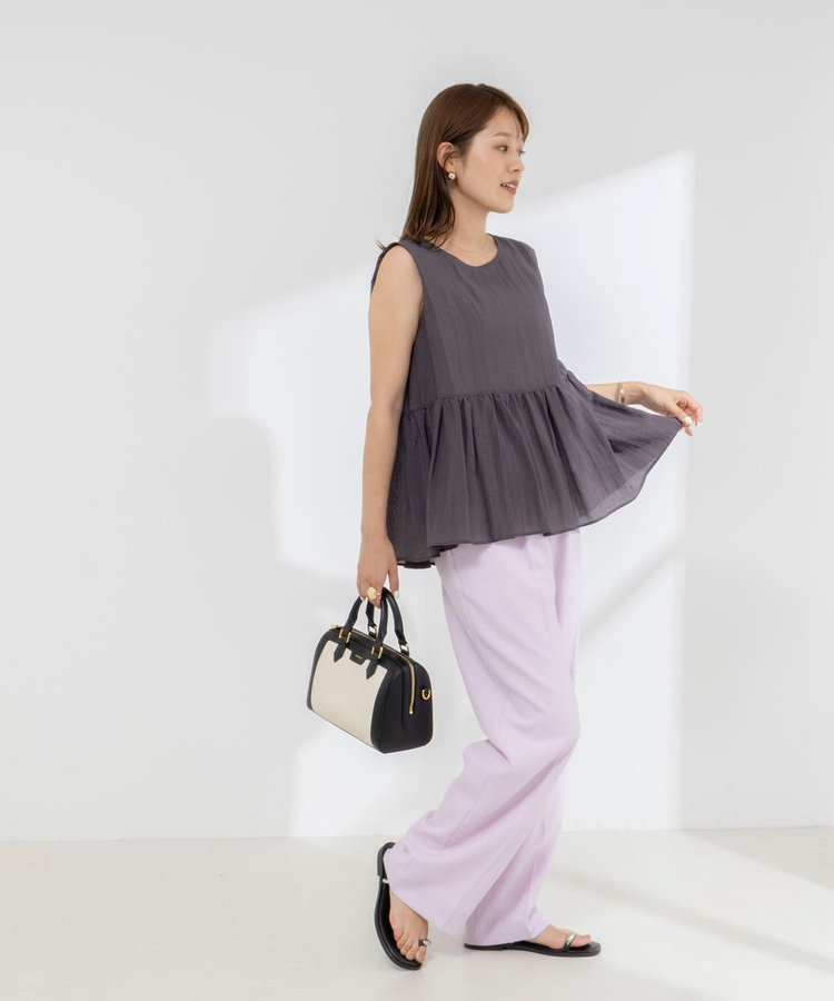 《接触冷感》【BECシリーズ】ウォッシャブルシアーノースリーブペプラムブラウス