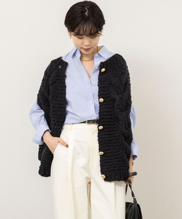 【IRONING/アイロニング】long cable cape