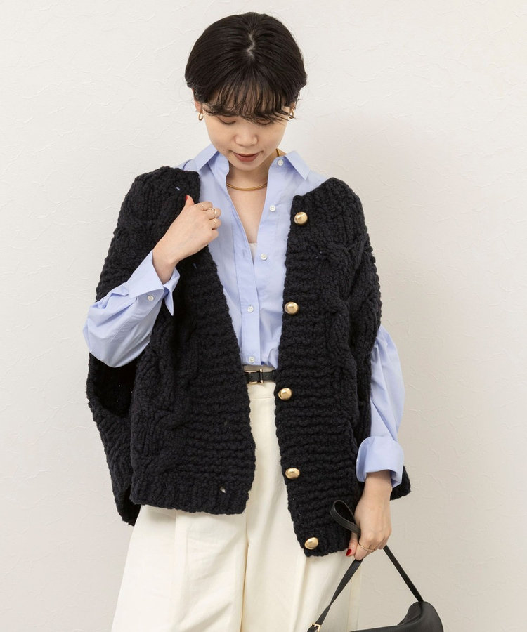 【IRONING/アイロニング】long cable cape
