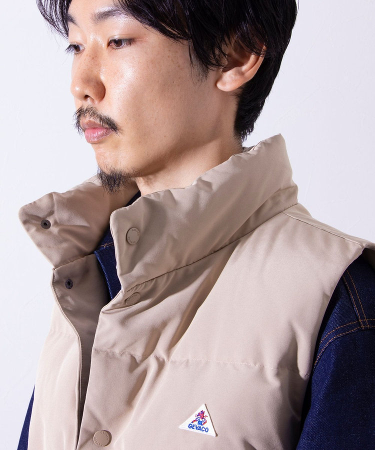 GEVACO/ゲバコ】タッサー ミドルダウンベスト ワンポイントロゴ