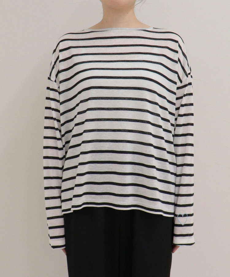 ハートステッチシアーボーダーロンTシャツ