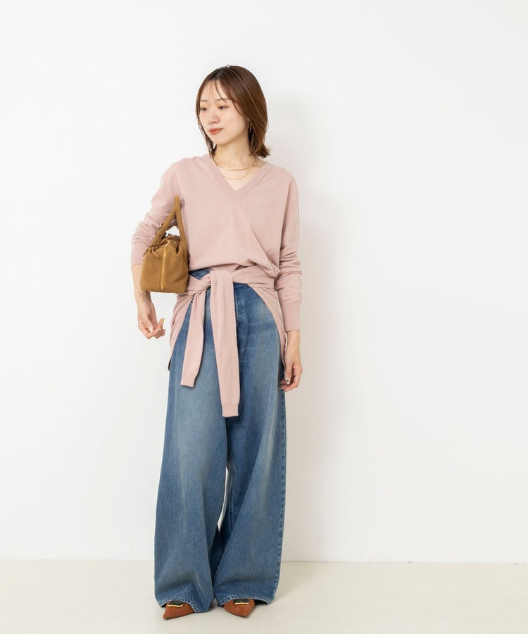 【 SHOP PRESS二見別注カラー】レイヤードピース付きVネックプルオーバー
