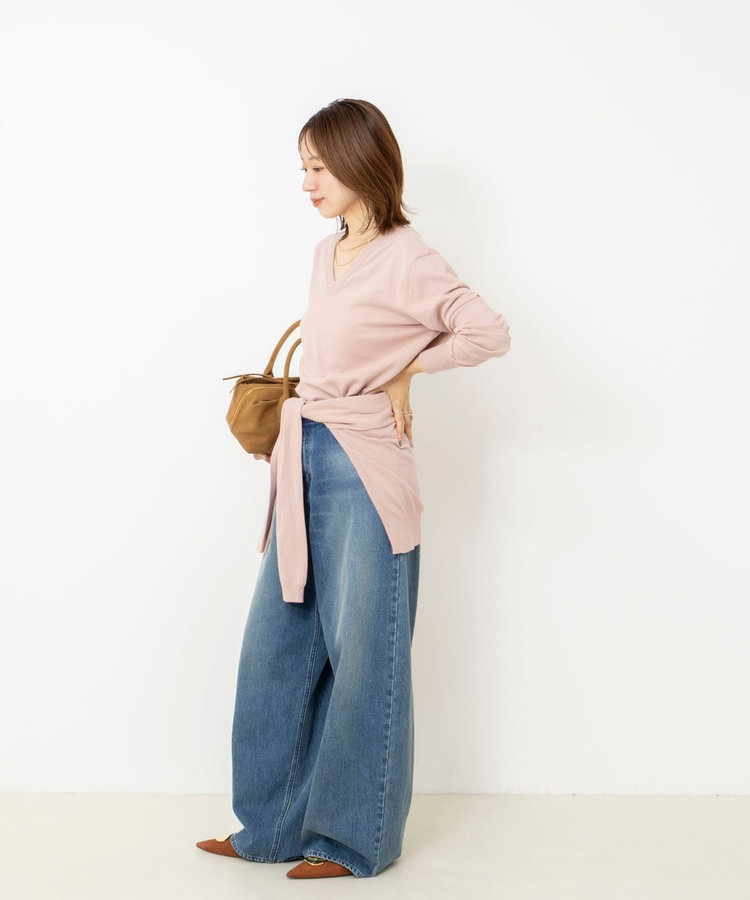 【 SHOP PRESS二見別注カラー】レイヤードピース付きVネックプルオーバー