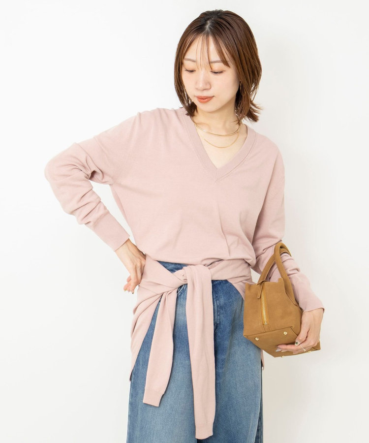【 SHOP PRESS二見別注カラー】レイヤードピース付きVネックプルオーバー