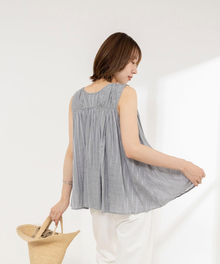 【MARILYN MOON/マリリーンムーン】sheer check 2way gathered blouse