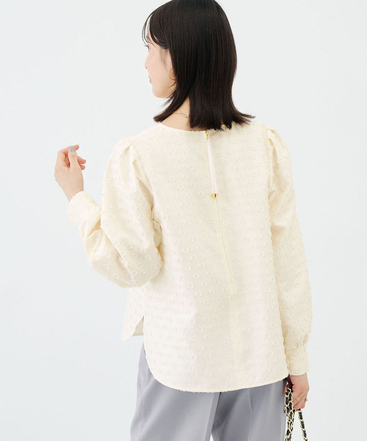 ウォッシャブルドットカットジャガードブラウス