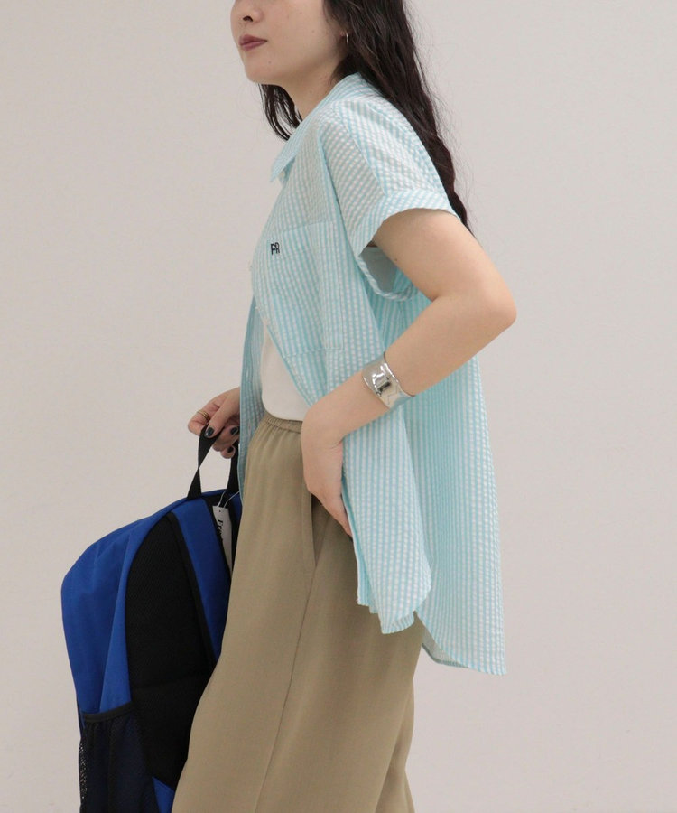 FR刺しゅうフレンチストライプシャツ