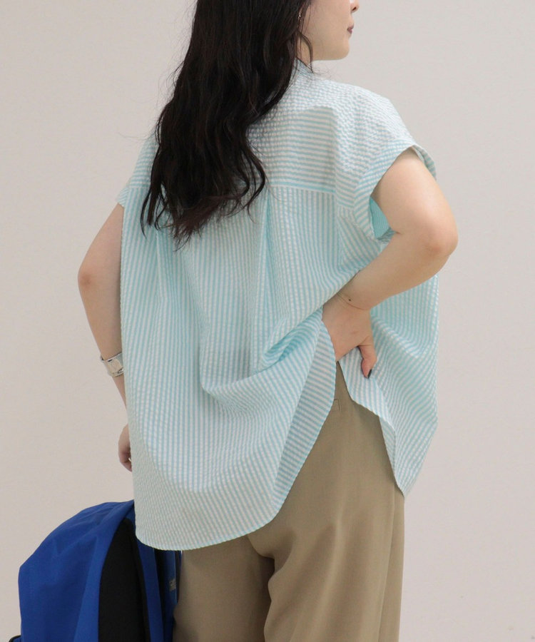FR刺しゅうフレンチストライプシャツ