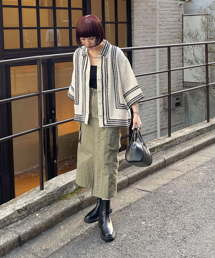 コットンレース刺繍シャツ