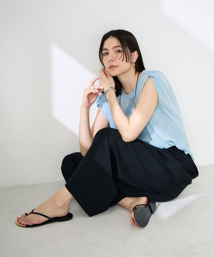 【WEB＆一部店舗限定サイズ】ウォッシャブルソフトタイプライタータックギャザーワイドパンツ
