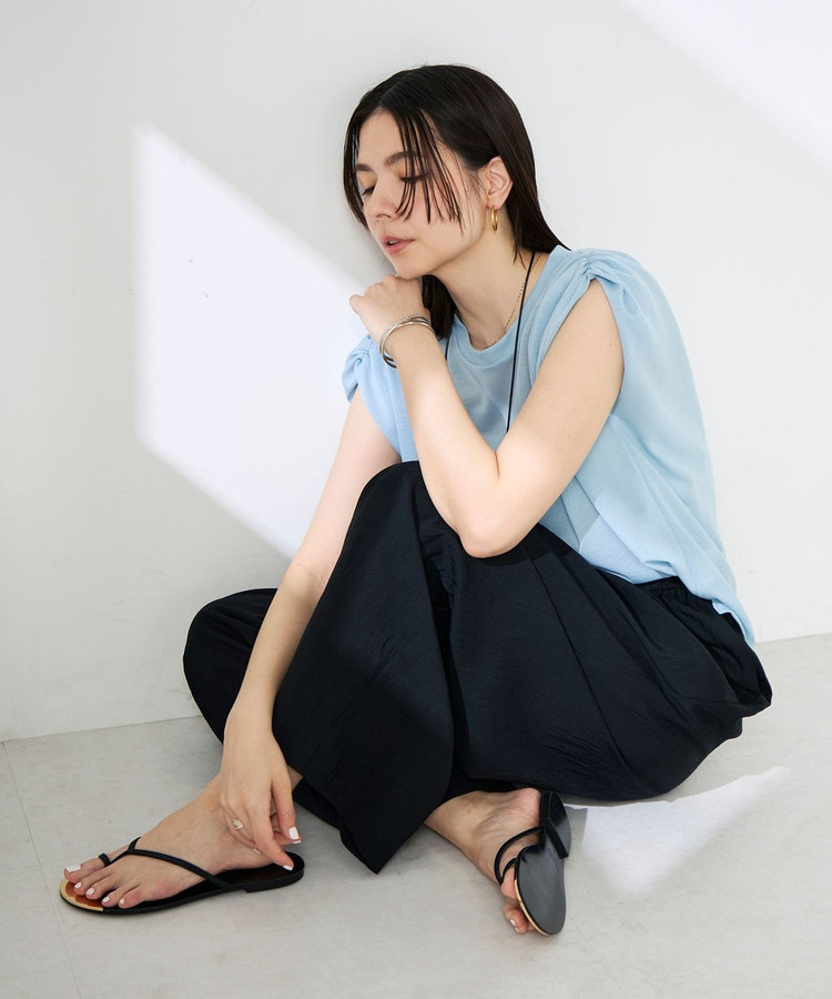 【WEB＆一部店舗限定サイズ】ウォッシャブルソフトタイプライタータックギャザーワイドパンツ